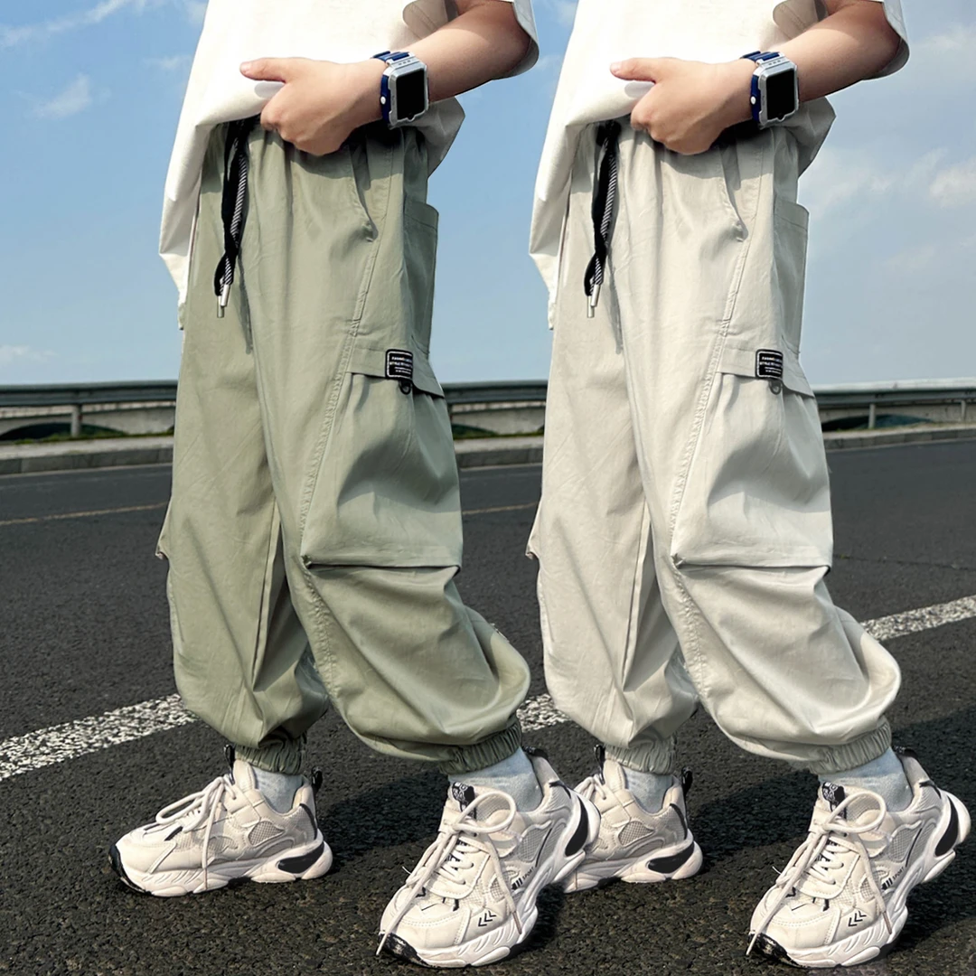 男童工装裤夏季2024新款薄款儿童裤子洋气宽松运动裤春夏休闲裤潮