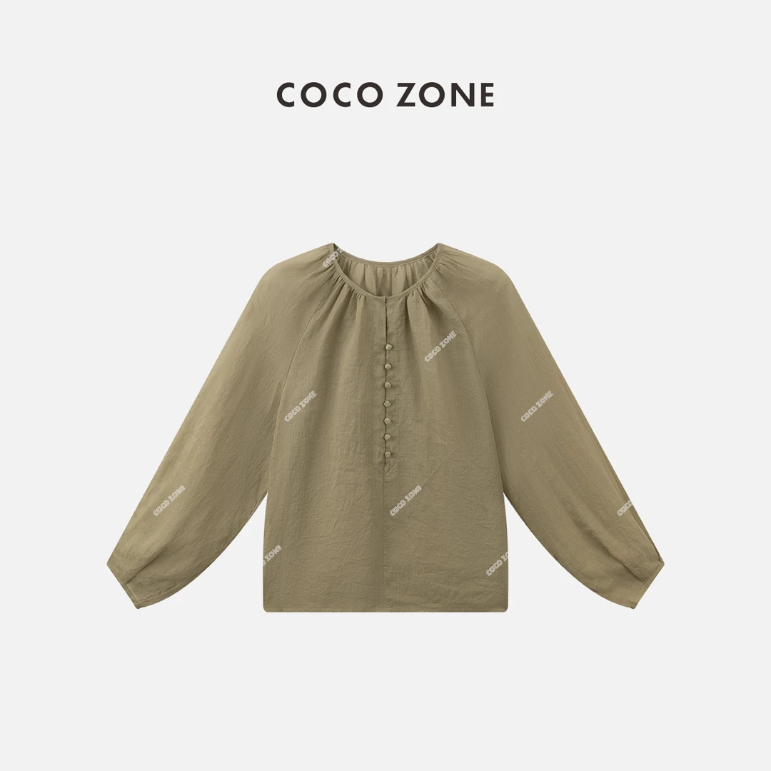 COCO ZONE 刘一一“禅意美学”薄款上衣V领显瘦简约衬衫CC2B0903