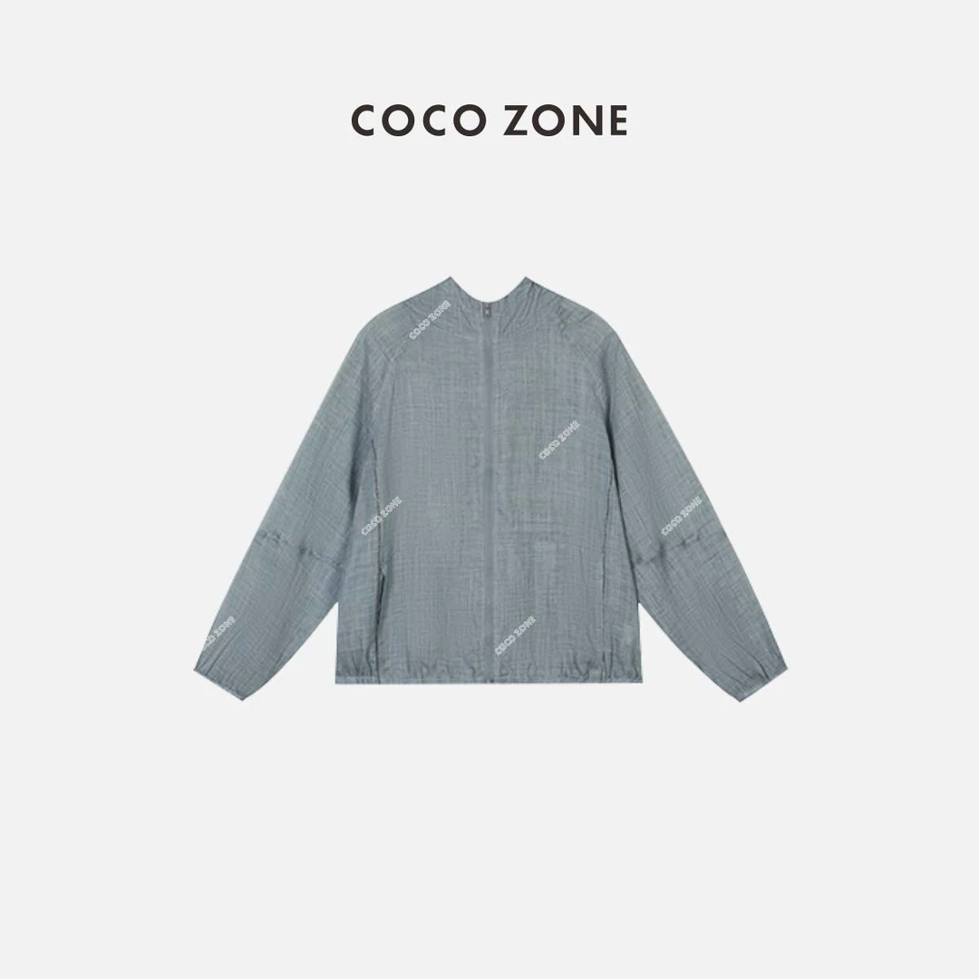 COCO ZONE 刘一一  夏季麻料纯色连帽外套袖口下摆松紧23C18943