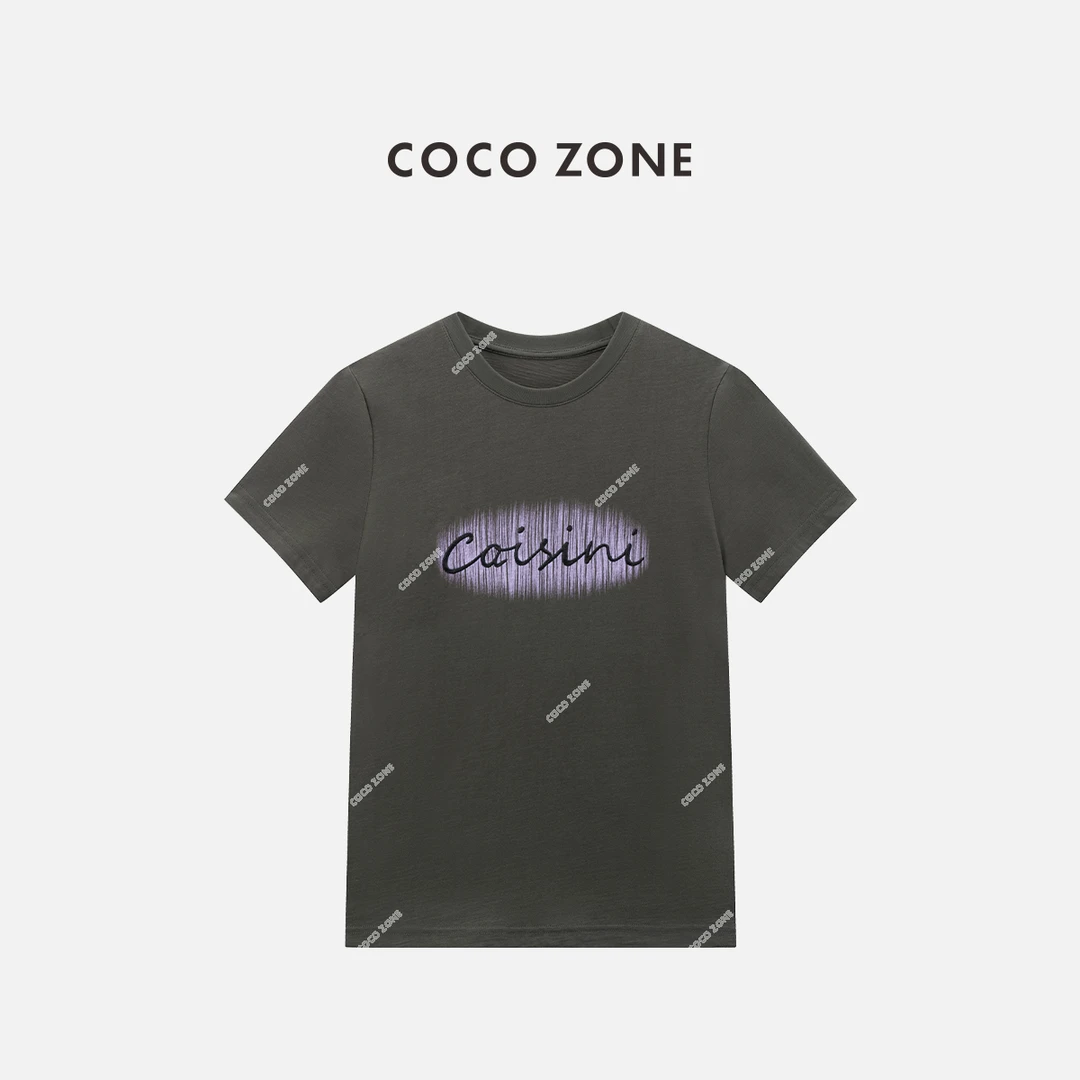 COCO ZONE 刘一一 时尚字母短袖T恤百搭圆领休闲上衣CC2B1182
