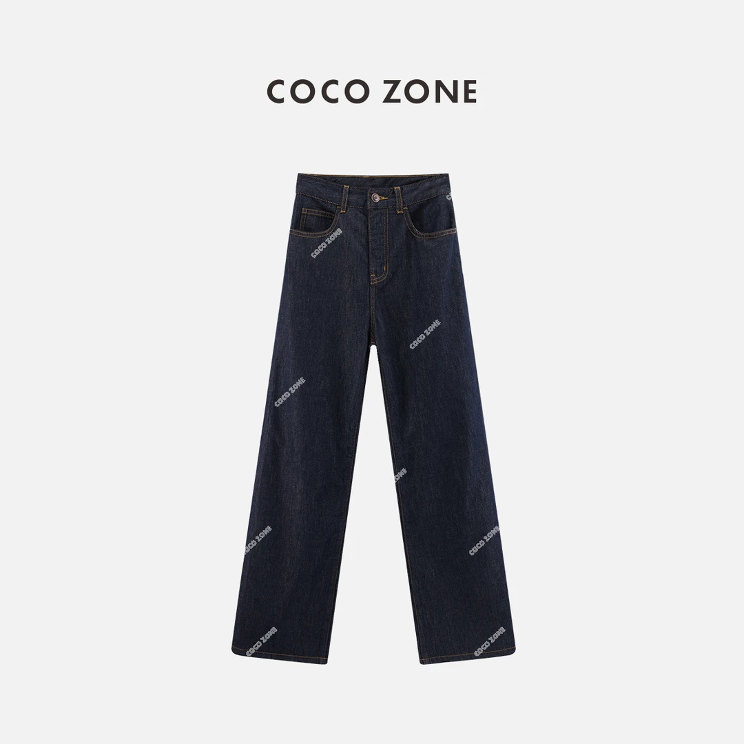 COCO ZONE 刘一一"超薄原牛"100棉复古牛仔裤显瘦直筒裤24C10117
