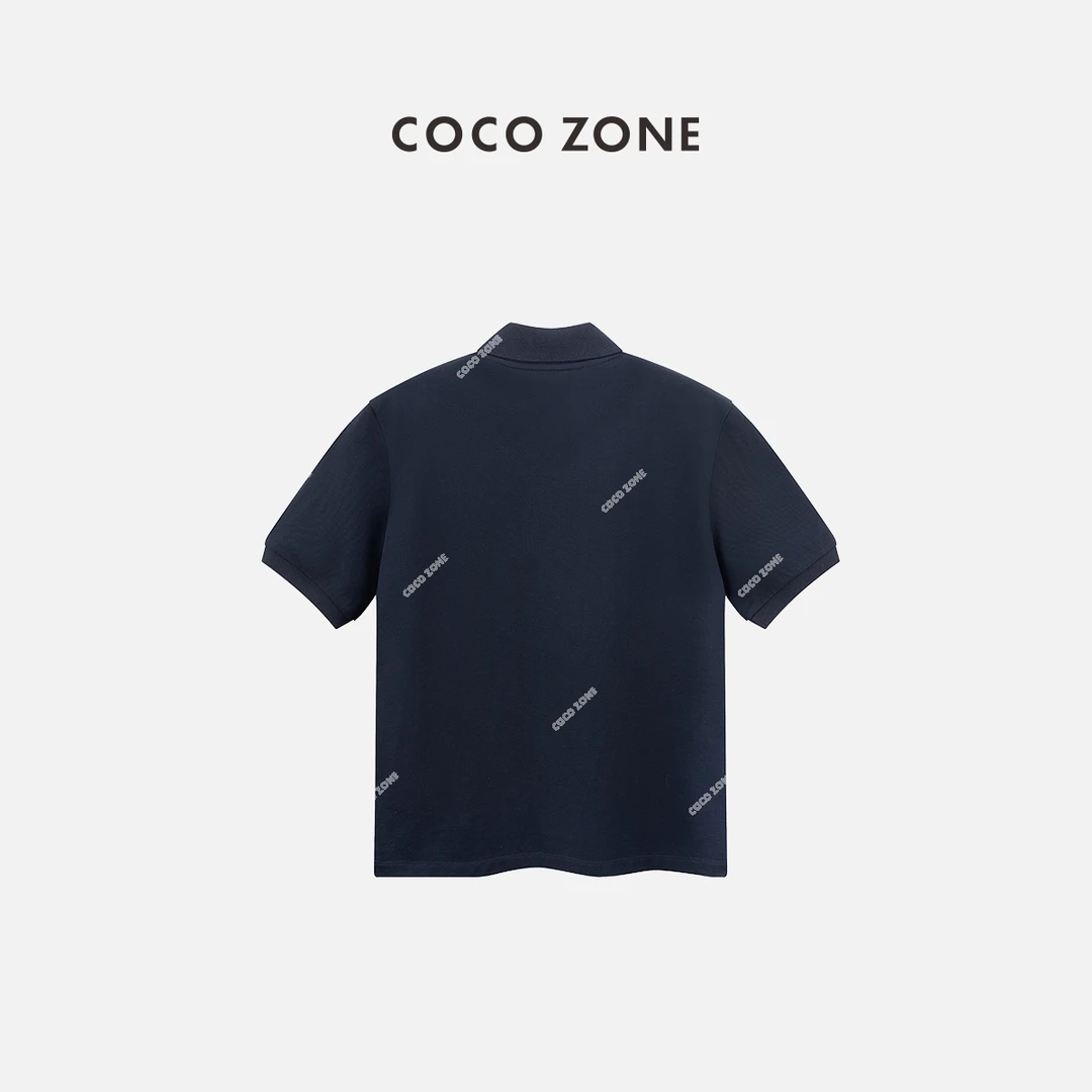 COCO ZONE 刘一一100棉"缪系"Polo领短袖T恤字母上衣 CC1B0684