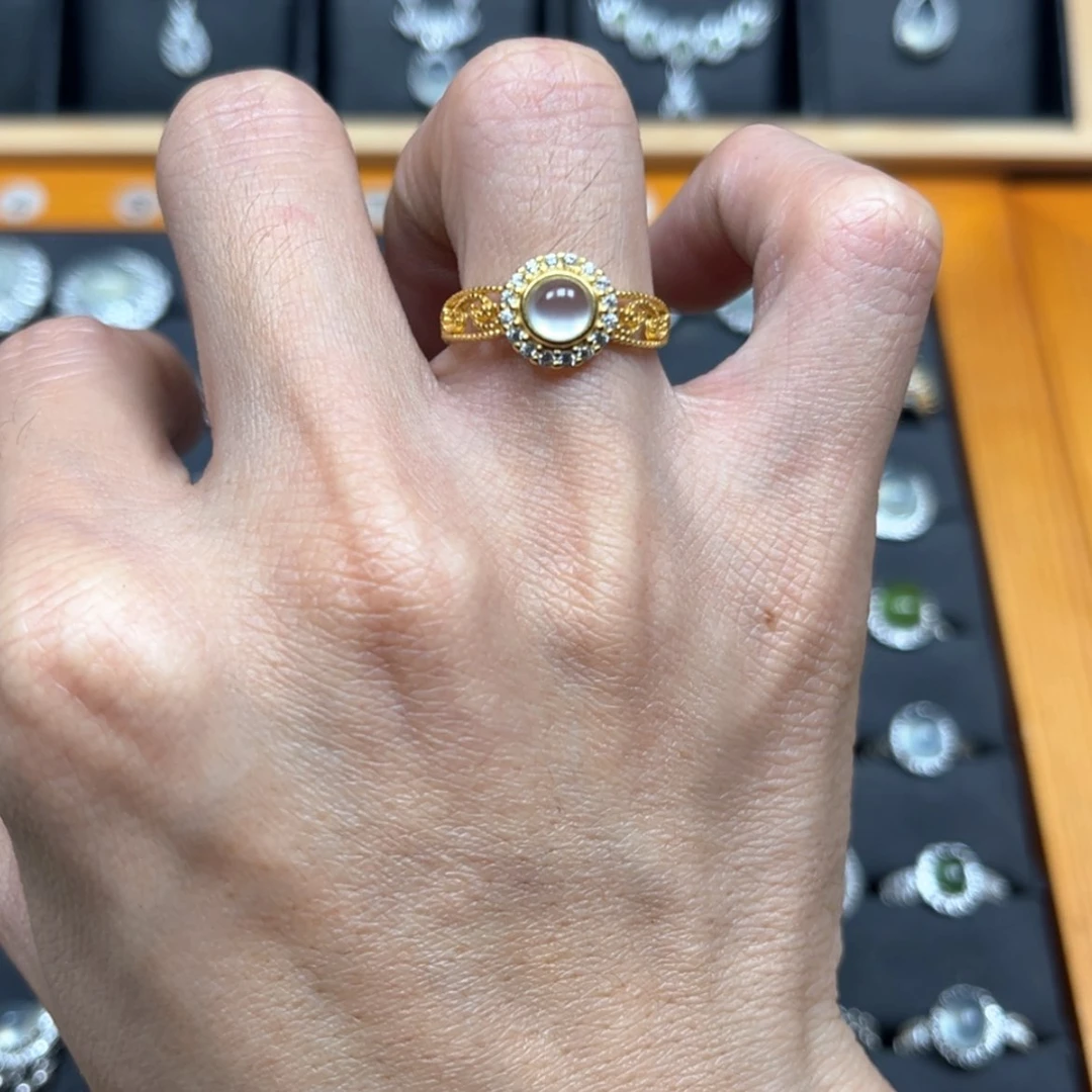 【闪购商品】岫玉戒指银S925镶嵌