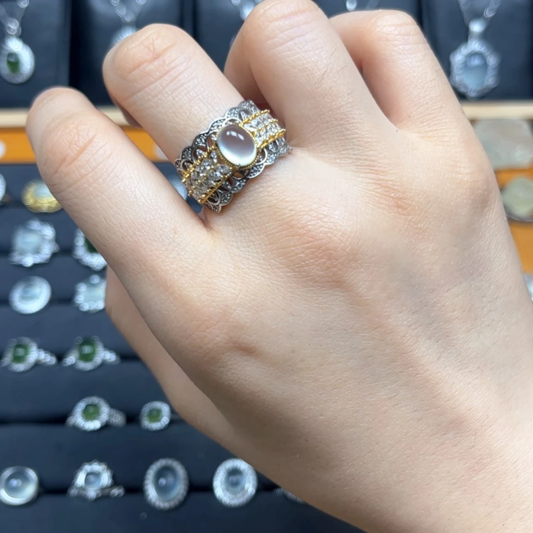 【闪购商品】岫玉戒指银S925镶嵌