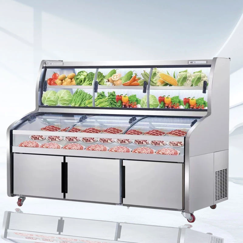 三温区五阶梯明档展示柜大容量冷藏微冻冷冻烧烤串串店首选明档柜