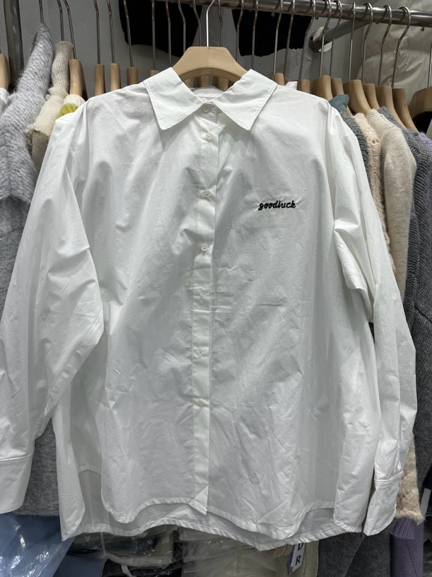 韩货祝你好运刺绣衬衣