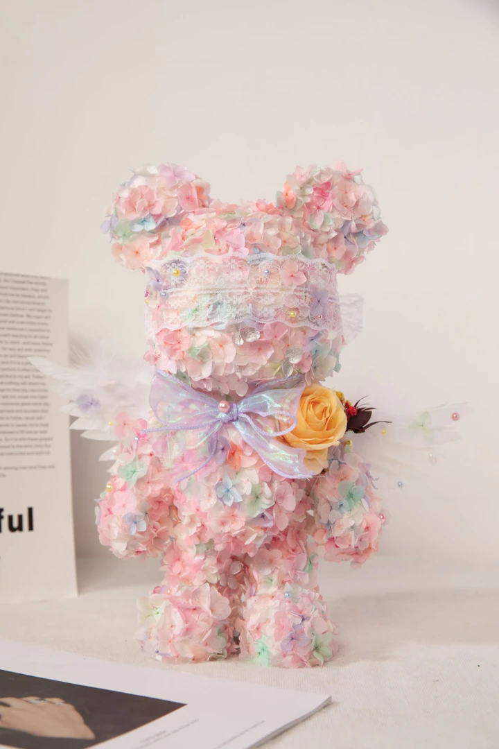 熊子路   鲜花熊     32厘米创意潮玩大号手工摆件潮流摆件精美