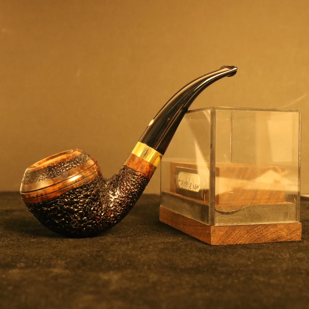 意大利马仕双太阳神双腰线金圈牛头手工石楠木烟斗 高能感