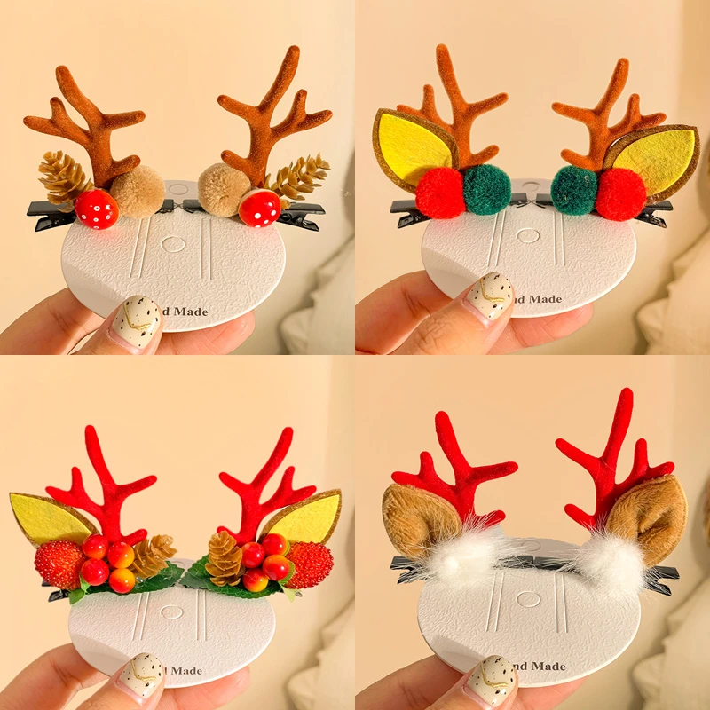 【小羊】圣诞节发夹儿童圣诞老人头饰宝宝发饰品女童发卡女孩鹿角