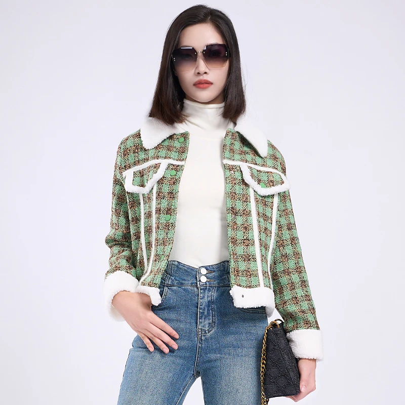 朵拉格格小香风修身显瘦气质短款小香风休闲百搭粗花外套