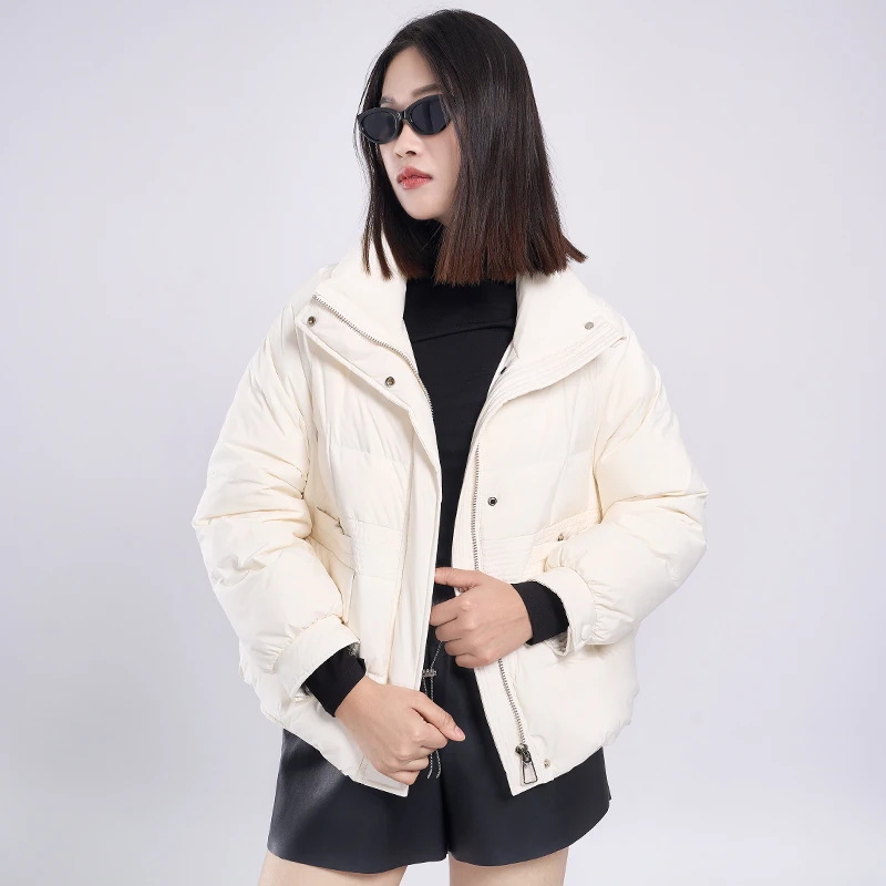 朵拉格格短款羽绒服女装时尚休闲宽松保暖百搭白鸭绒