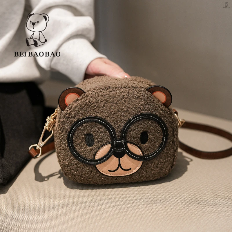 北包包毛绒包包可爱小熊款时尚百搭单肩斜跨洋气女包