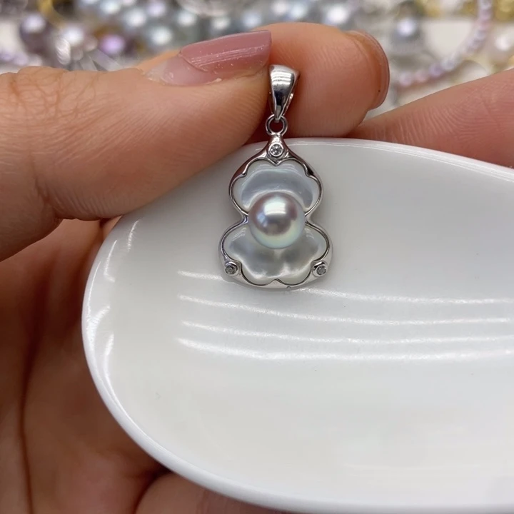 海水珍珠吊坠(不含链)银S925镶嵌