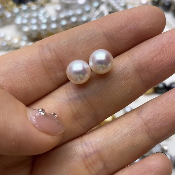 海水珍珠耳饰银S925镶嵌