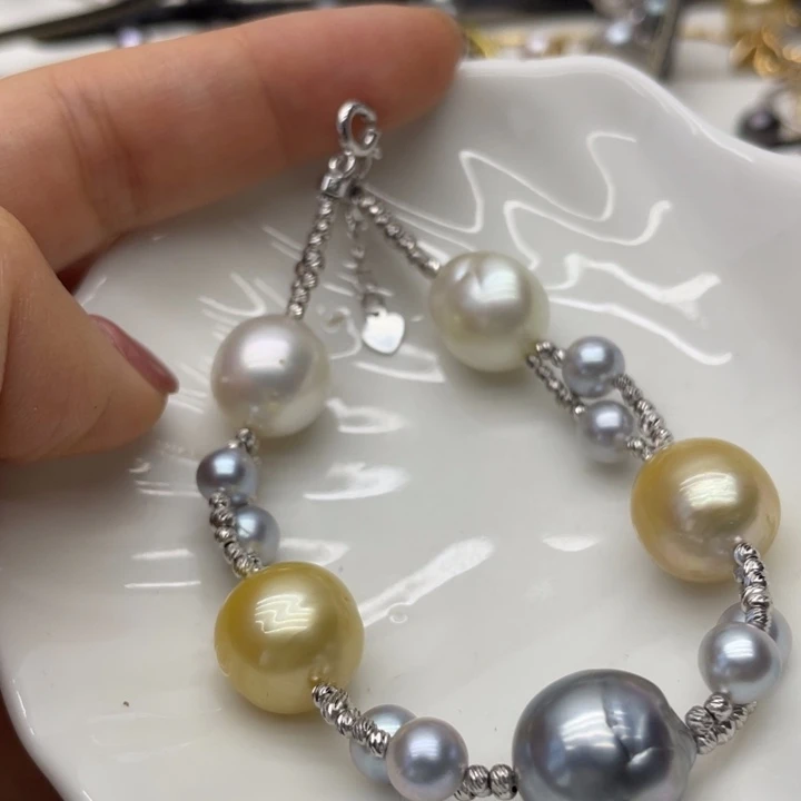 海水珍珠手链银S925镶嵌