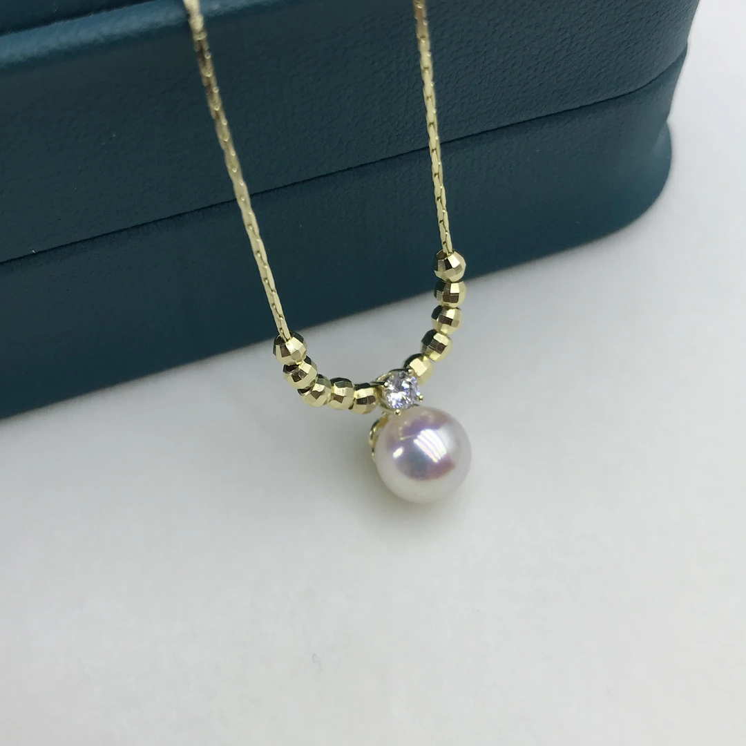 海水akoya王妃项链樱花粉S925简约强光可调节