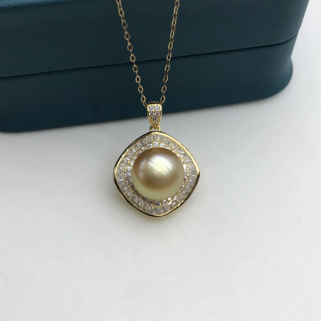 海水南洋金珠方糖吊坠S925经典11-12mm（不含链）