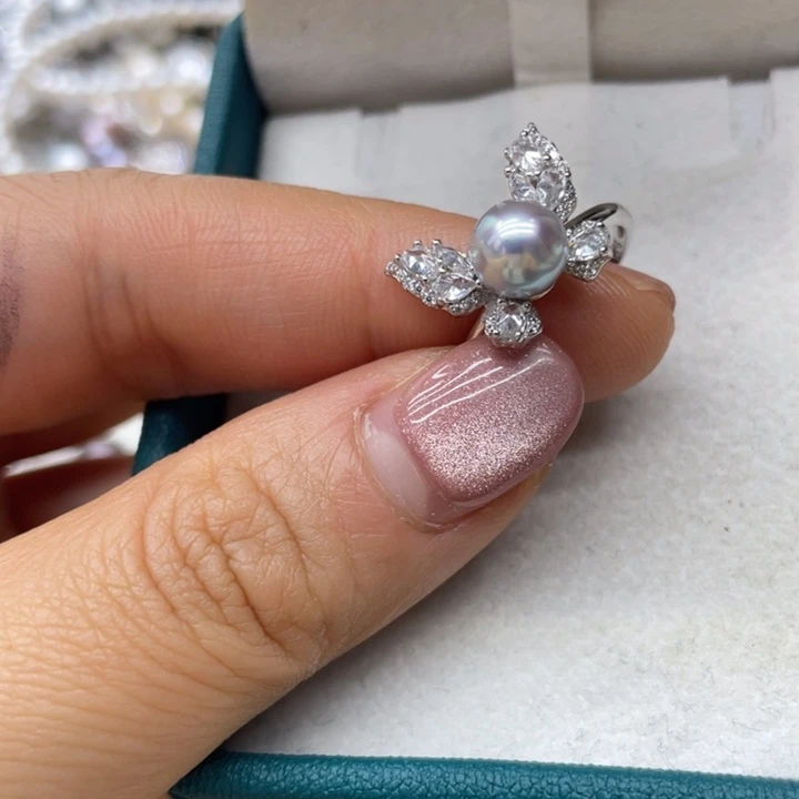 海水珍珠戒指银S925镶嵌