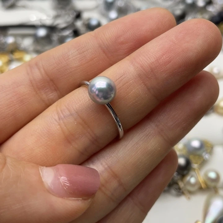 海水珍珠戒指银S925镶嵌