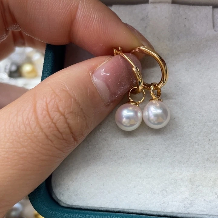 海水珍珠耳饰银S925镶嵌