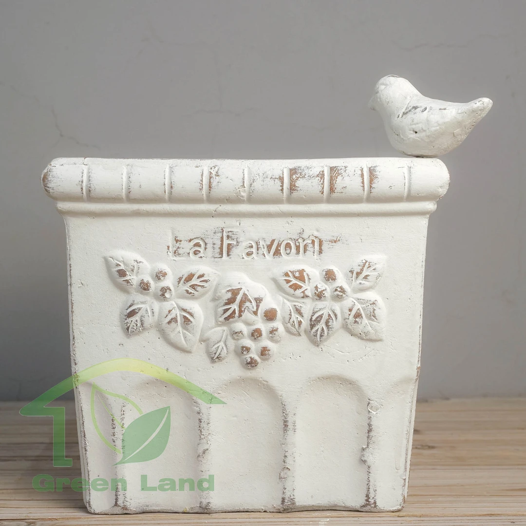 GREEN LAND绿家园在线自主设计出品 3103/2红陶四方花盆白色
