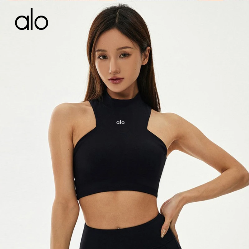 alo yoga新款工字运动文胸女裸感亲肤美背瑜伽服后背拉链健身内衣