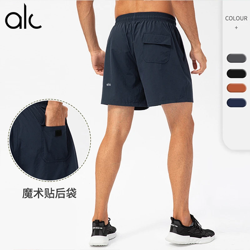 alo 男士健身短裤跑步休闲速干透气骑行裤轻薄弹力宽松球类运动裤