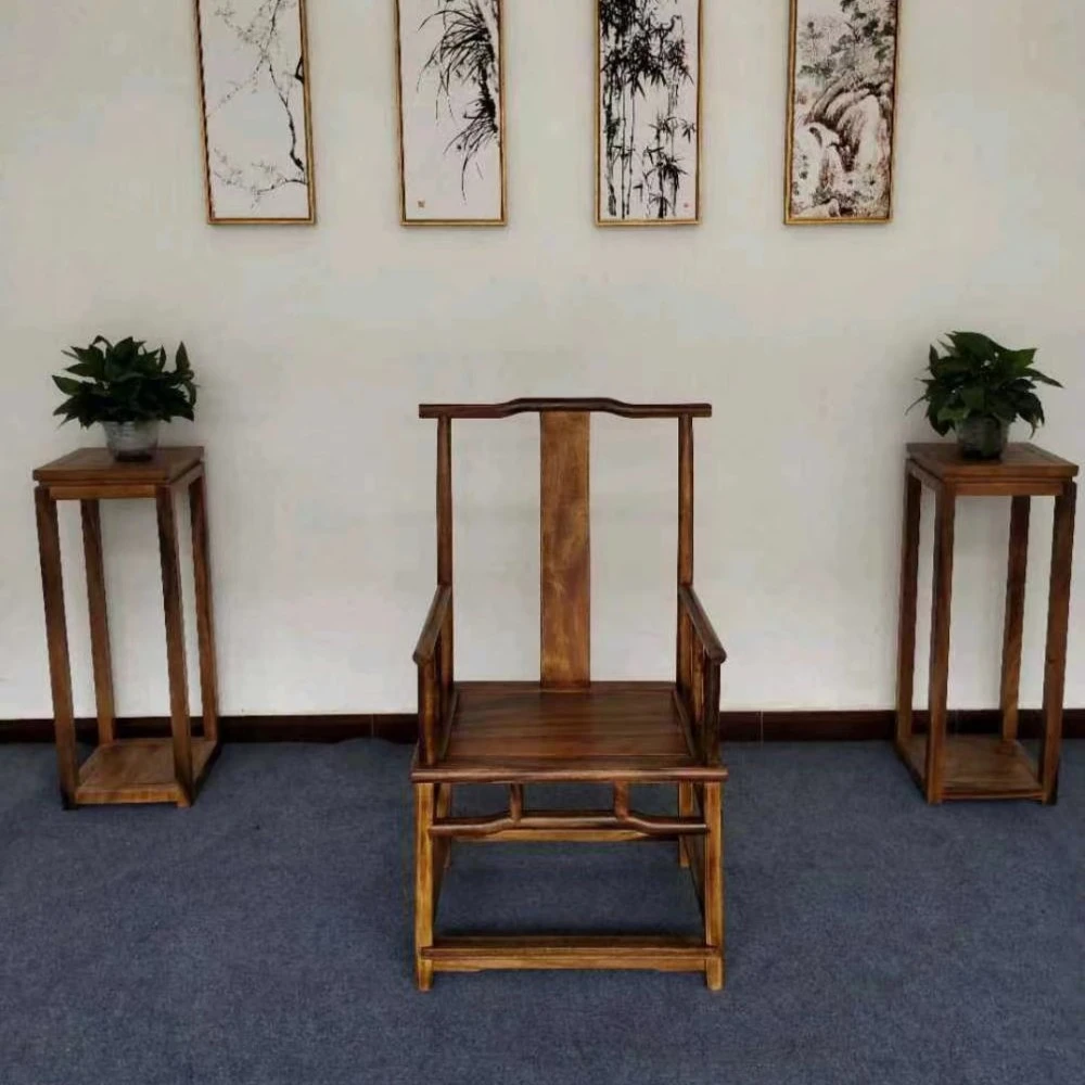 南美胡桃木【官帽椅】新中式，餐椅，实木椅，茶椅，家用，中式，单人办公
