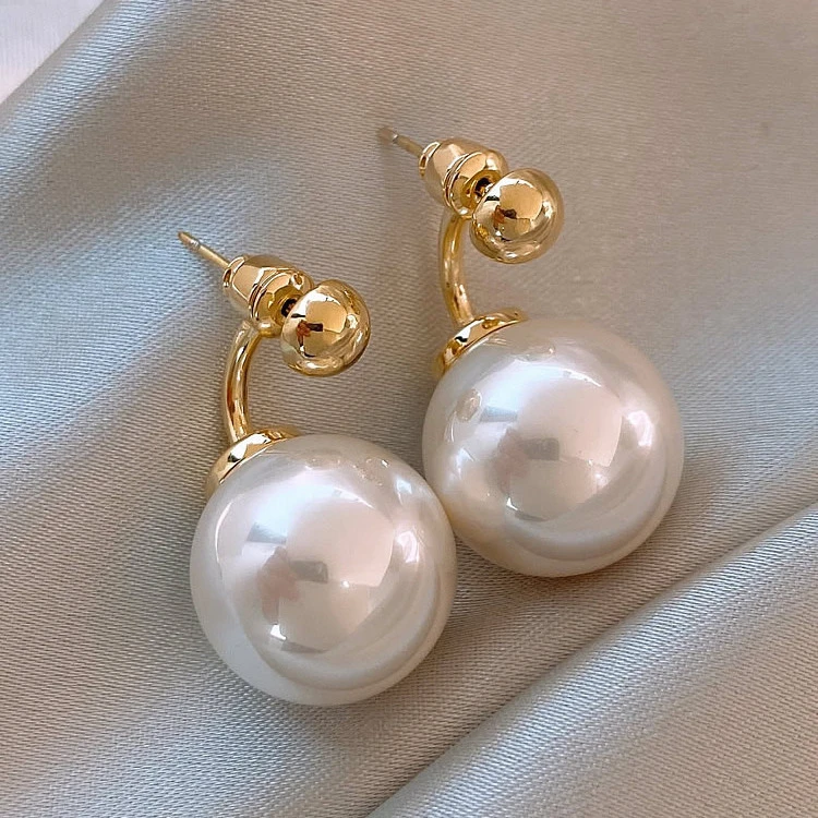 合金耳饰 轻奢高级感珠珠耳环女独特小众设计感耳钉网红气质后挂