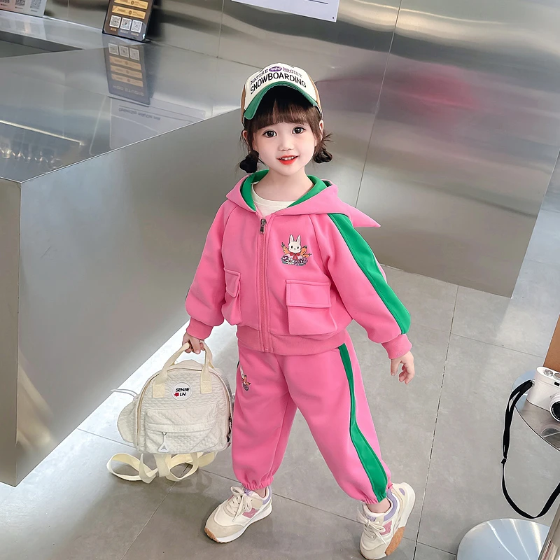 女小童秋装运动套装2024新款女宝宝卡通开衫秋款小女孩洋气两件套