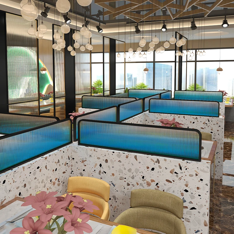 铁艺不锈钢餐厅隔断矮墙卡座隔断火锅烧烤奶茶隔断设计定制新设计