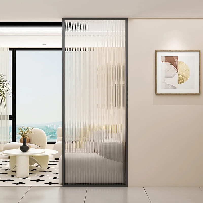 长虹玻璃屏风定制现代简约铁艺不锈钢隔断洗手盆客厅入户玄关装饰