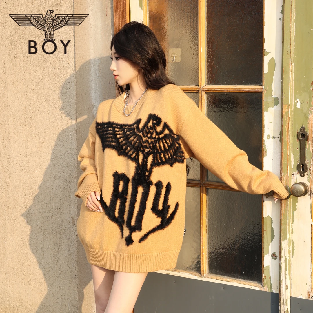 BOY LONDON秋冬情侣款上衣针织衫老鹰时尚百搭雅丹风毛衣N60002