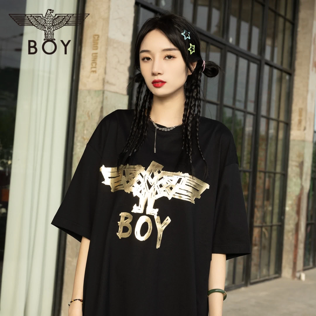 【经典黑金】BOYLONDON夏季潮牌短袖小众情侣同款logo圆领T恤N01801