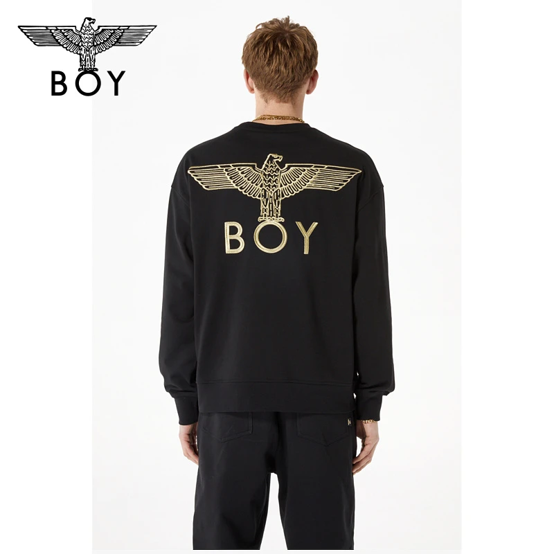 【简约刺绣】BOYLONDON 秋季卫衣老鹰LOGO情侣款圆领百搭上衣N03904