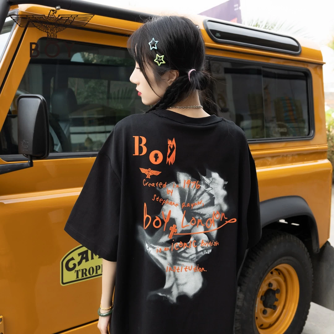 【朋克涂鸦】BOYLONDON潮牌短袖情侣同款龙年春夏新款黑色T恤N01905