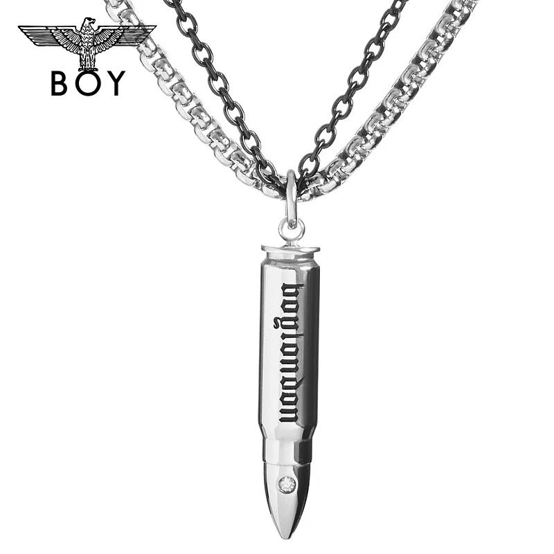 BOY LONDON不锈钢长款项链春季哥特个性字母logo双链时尚 M92009