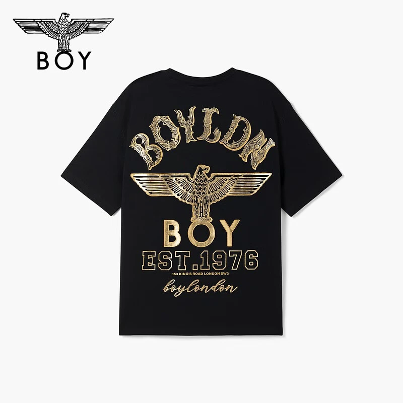 【闪粉字母】BOYLONDON老鹰印花短袖春夏秋季情侣款烫金时尚 N01014