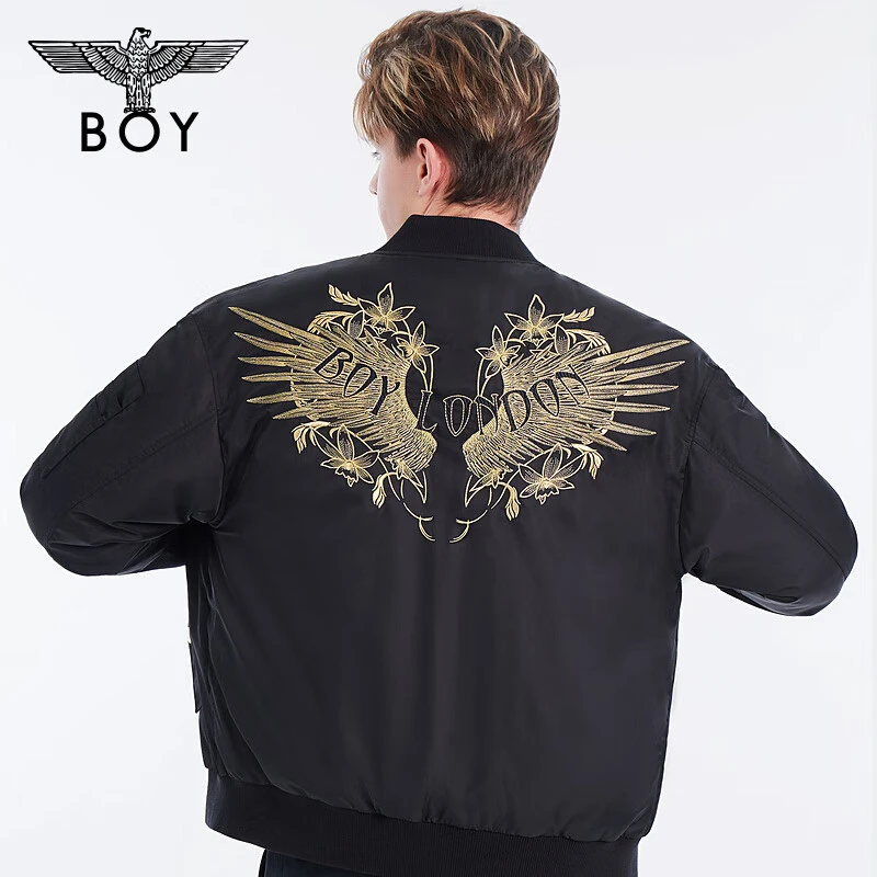 BOYLONDON短款棉服春秋冬情侣款心形翅膀绣花潮流圆领时尚 N29902