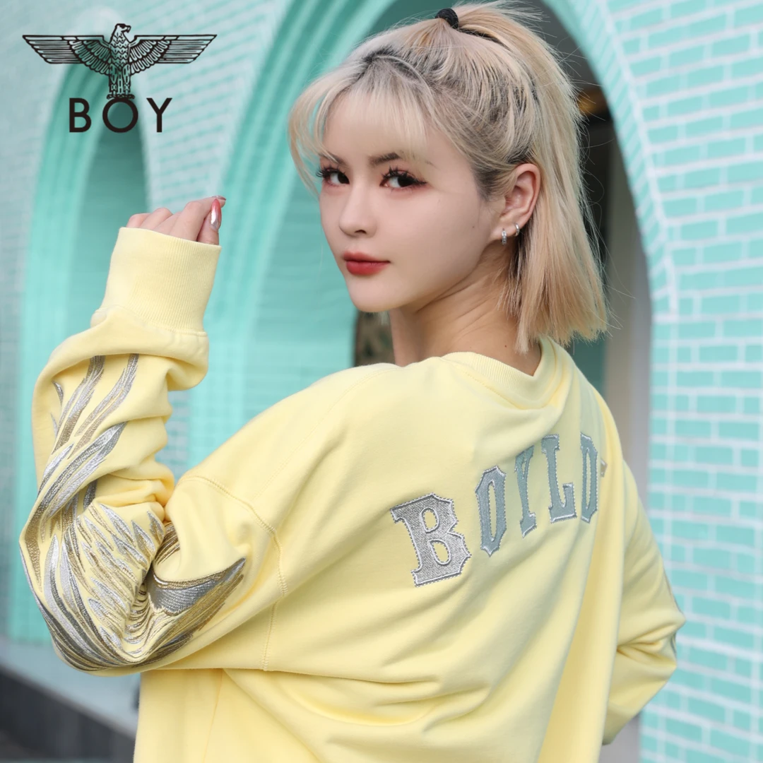 【奶油泡芙】BOYLONDON 宽松潮牌圆领卫衣情侣同款秋针织衫春N03010