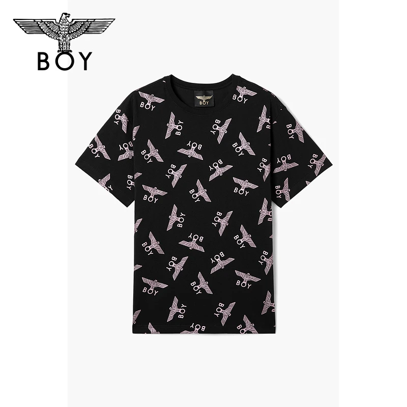 【小鹰满印】BOYLONDON潮牌短袖经典宽松时尚情侣情侣T恤上衣N01060