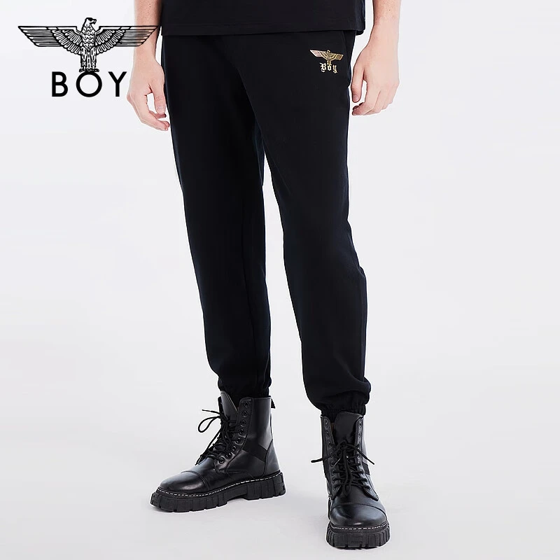 BOYLONDON针织长裤春秋季情侣款烫金印花休闲时尚宽松潮流 N15904