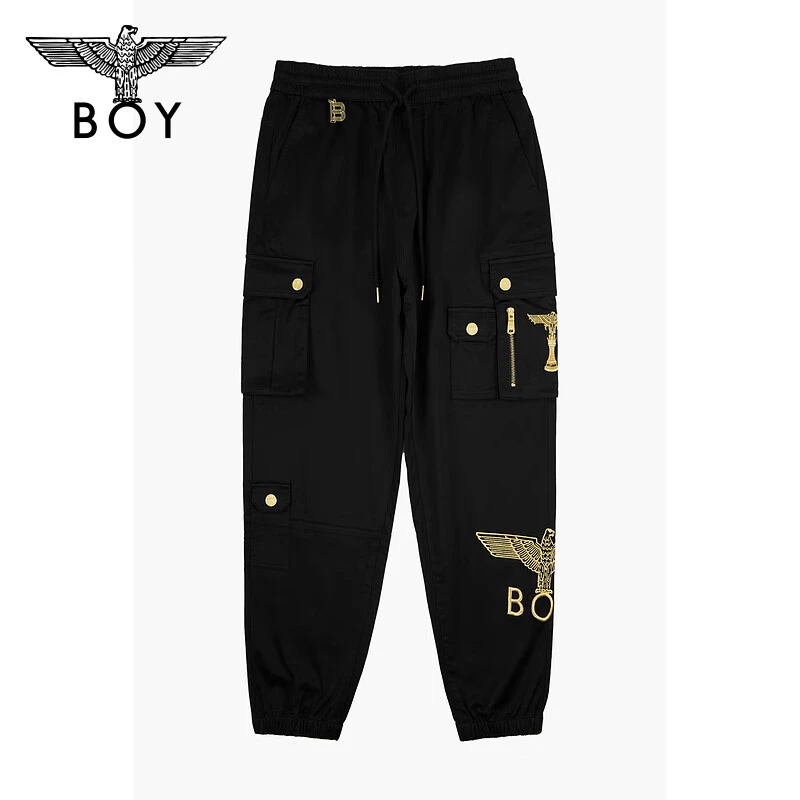 BOYLONDON 潮牌梭织长裤情侣同款百搭运动休闲时尚束脚裤春N34003