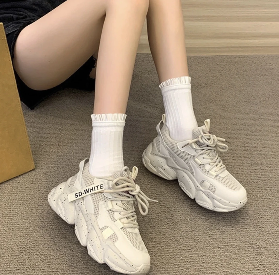 真皮老爹鞋女2024春季新款百搭女鞋厚底时尚松糕底轻便休闲运动鞋