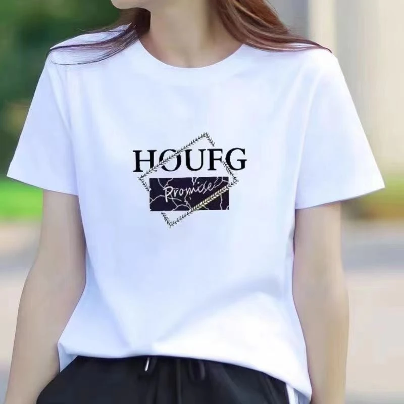 新款【HOUFG】短袖女短款T恤半袖时尚女衫女款上衣体恤潮流
