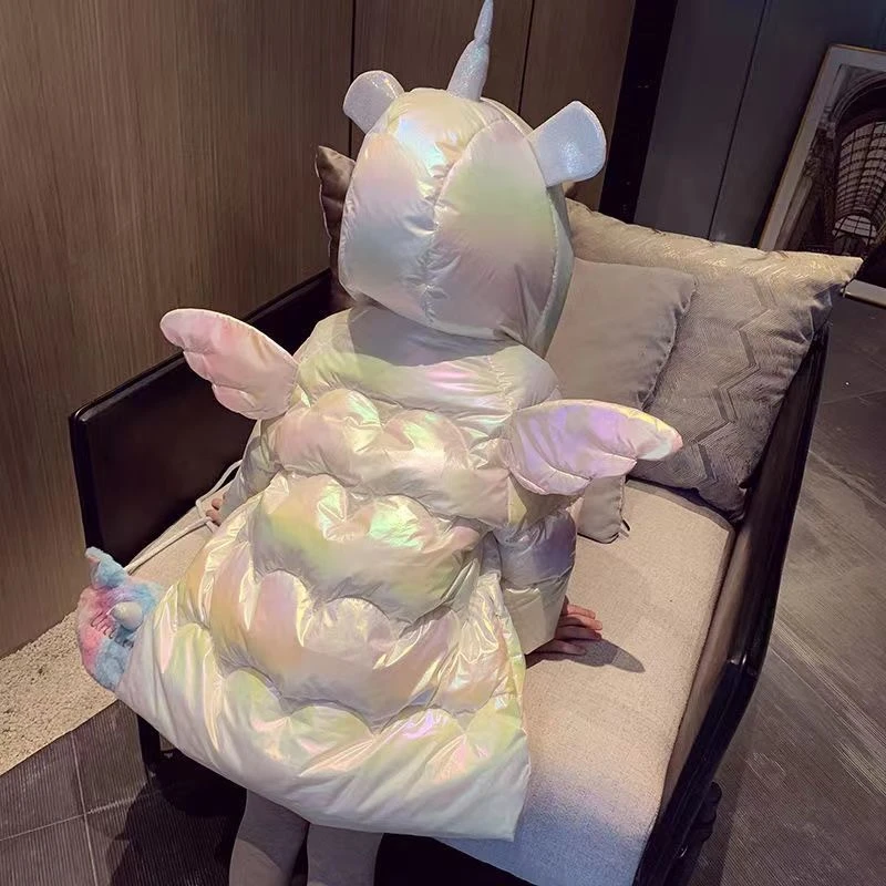 亮皮女童冬装新款羽绒服小女孩宝宝中长款免洗韩版袄潮