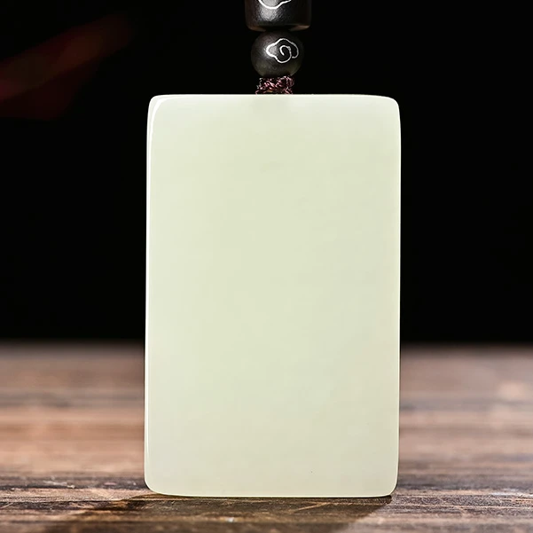 天然和田玉白玉平安无事牌玉佩男款男士女款玉牌子玉挂件项链方牌