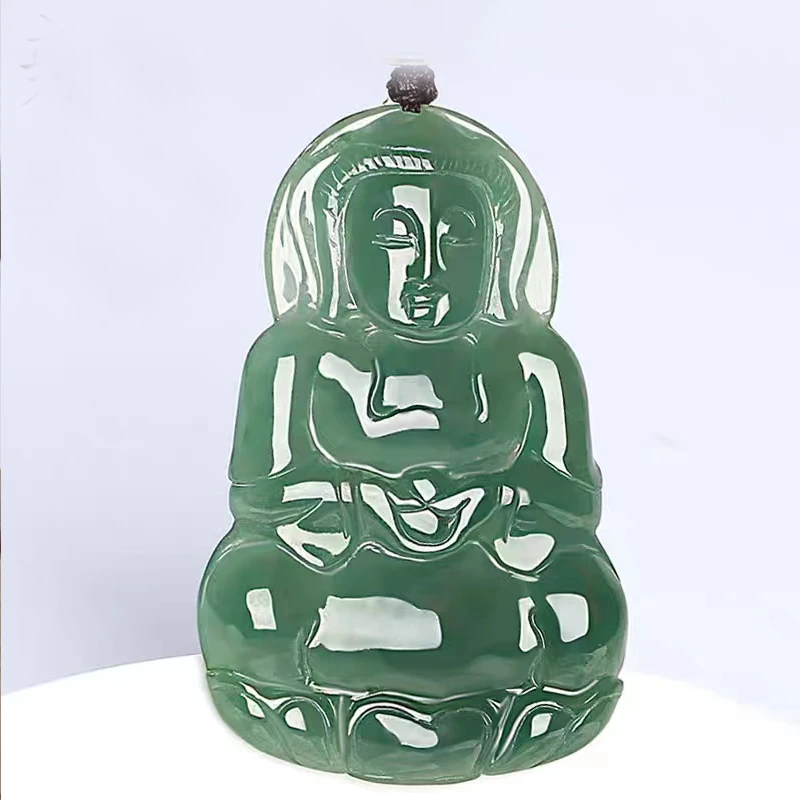 天然翡翠观音吊坠翡翠玉吊坠莲花正装观音男士男款玉坠