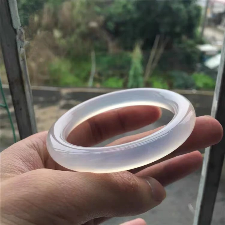 天然白玉髓手镯女款荔枝冻白色玛瑙白冰玉镯妈妈女士白手镯圆条