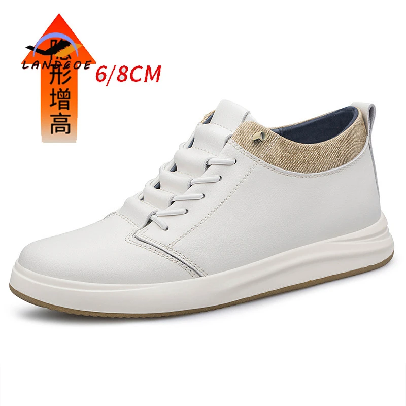 LANDCOE港澳风男鞋小白鞋新款隐形内增高6/8鞋子男潮鞋男士休闲板